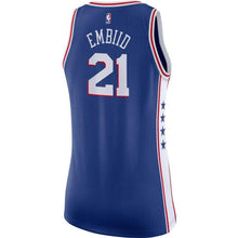 Load image into Gallery viewer, 21 - Women&#39;s Nike Joel Embiid Royal Philadelphia 76ers Swingman Jersey - Icon Edition - Royal