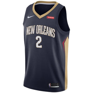 2 - Men's Nike Ian Clark Navy New Orleans Pelicans Swingman Sponsor Patch Jersey - Navy