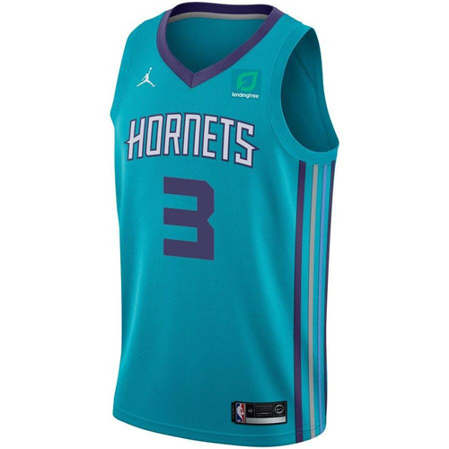 3 - Men's Jordan Brand Jeremy Lamb Teal Charlotte Hornets Swingman Sponsor Patch Jersey – Icon Edition - Aqua