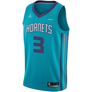 3 - Men's Jordan Brand Jeremy Lamb Teal Charlotte Hornets Swingman Sponsor Patch Jersey – Icon Edition - Aqua