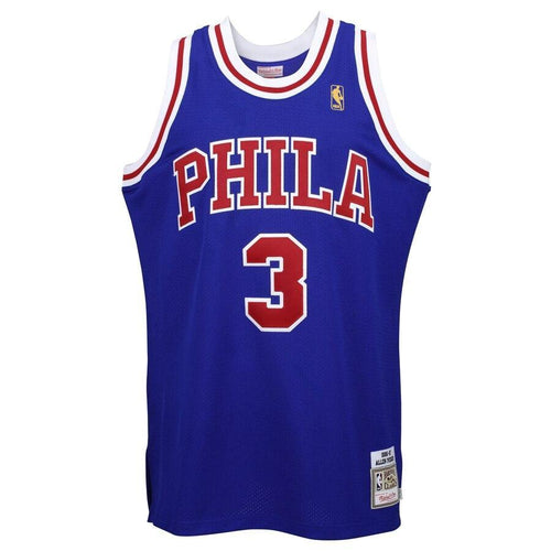 3 - Mitchell & Ness Philadelphia 76ers #3 Allen Iverson '96-'97 Hardwood Classics 50 Year Anniversary Throwback Premium Jersey - Royal