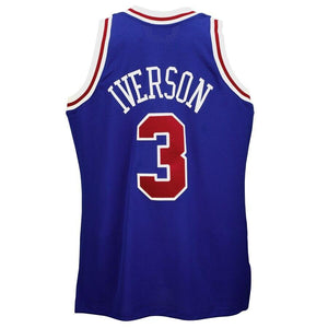 3 - Mitchell & Ness Philadelphia 76ers #3 Allen Iverson '96-'97 Hardwood Classics 50 Year Anniversary Throwback Premium Jersey - Royal