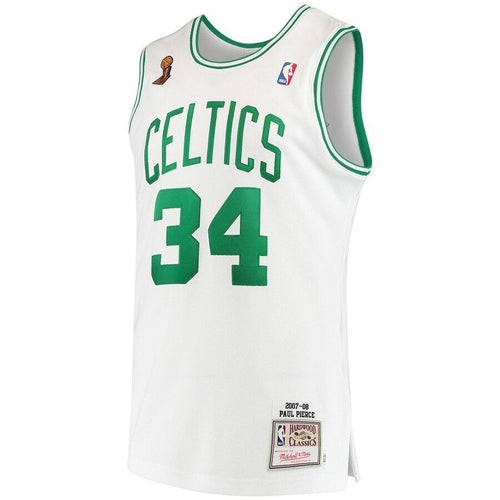 34 - Men's Mitchell & Ness Paul Pierce White Boston Celtics Home 2007/08 Hardwood Classics Authentic Jersey - White