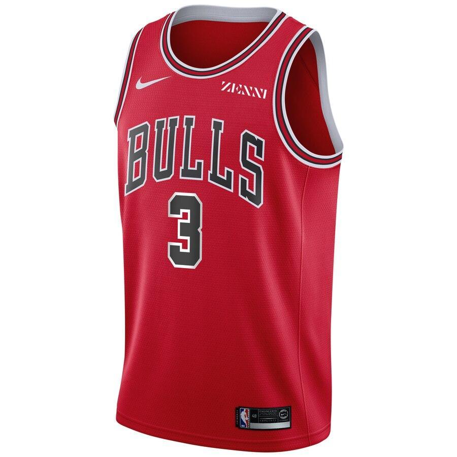 3 - Men's Nike Shaquille Harrison Red Chicago Bulls Swingman Sponsor Patch Jersey – Icon Edition - Red