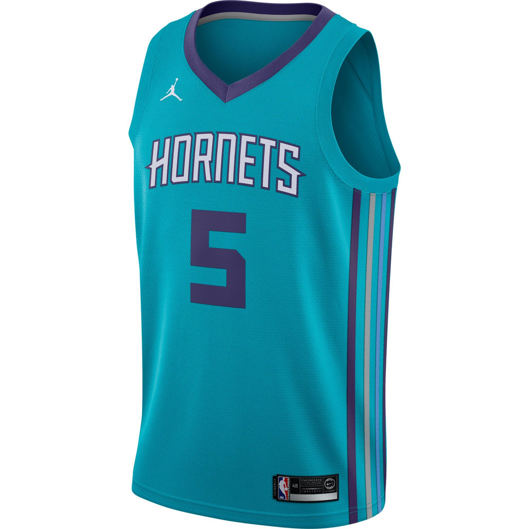 5 - Men's Jordan Brand Nicolas Batum Teal Charlotte Hornets Swingman Jersey - Icon Edition - Aqua