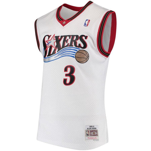 3 - Men's Mitchell & Ness Allen Iverson White Philadelphia 76ers 2000-01 Hardwood Classics Swingman Jersey - White