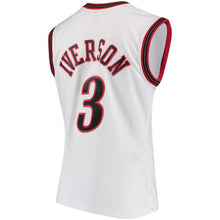 Load image into Gallery viewer, 3 - Men&#39;s Mitchell &amp; Ness Allen Iverson White Philadelphia 76ers 2000-01 Hardwood Classics Swingman Jersey - White