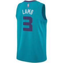Load image into Gallery viewer, 3 - Men&#39;s Jordan Brand Jeremy Lamb Teal Charlotte Hornets Swingman Sponsor Patch Jersey – Icon Edition - Aqua