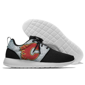 Men Calgary Flames Roshe Style Lightweight Running Shoes - Black And Gray